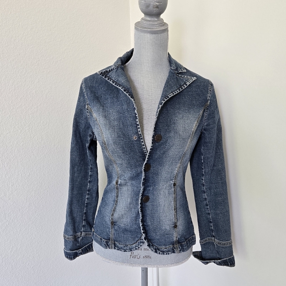 Vintage‎ Y2K Miss Sixty Jean Blue Denim Fitted Jacket Size Medium
